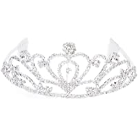 PIXNOR Corona de brillantes de cristal diadema pedrería cristal Bridal diadema con peine de boda